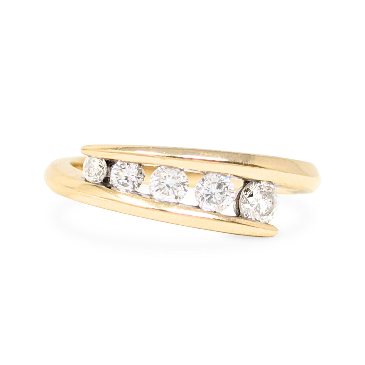 14K Gold .42tcw 5 Diamond Anniversary Ring - Size 7