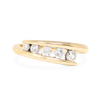 14K Gold .42tcw 5 Diamond Anniversary Ring - Size 7