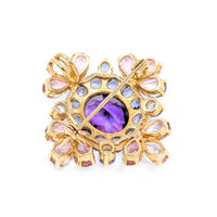 14K Gold Amethyst & Tourmaline Pendant/ Brooch