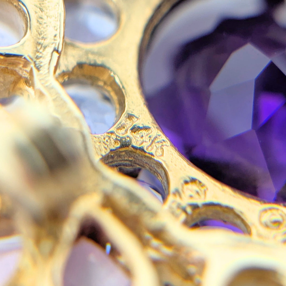 14K Gold Amethyst & Tourmaline Pendant/ Brooch