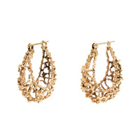 14K Gold Coral Net Hoop Earrings