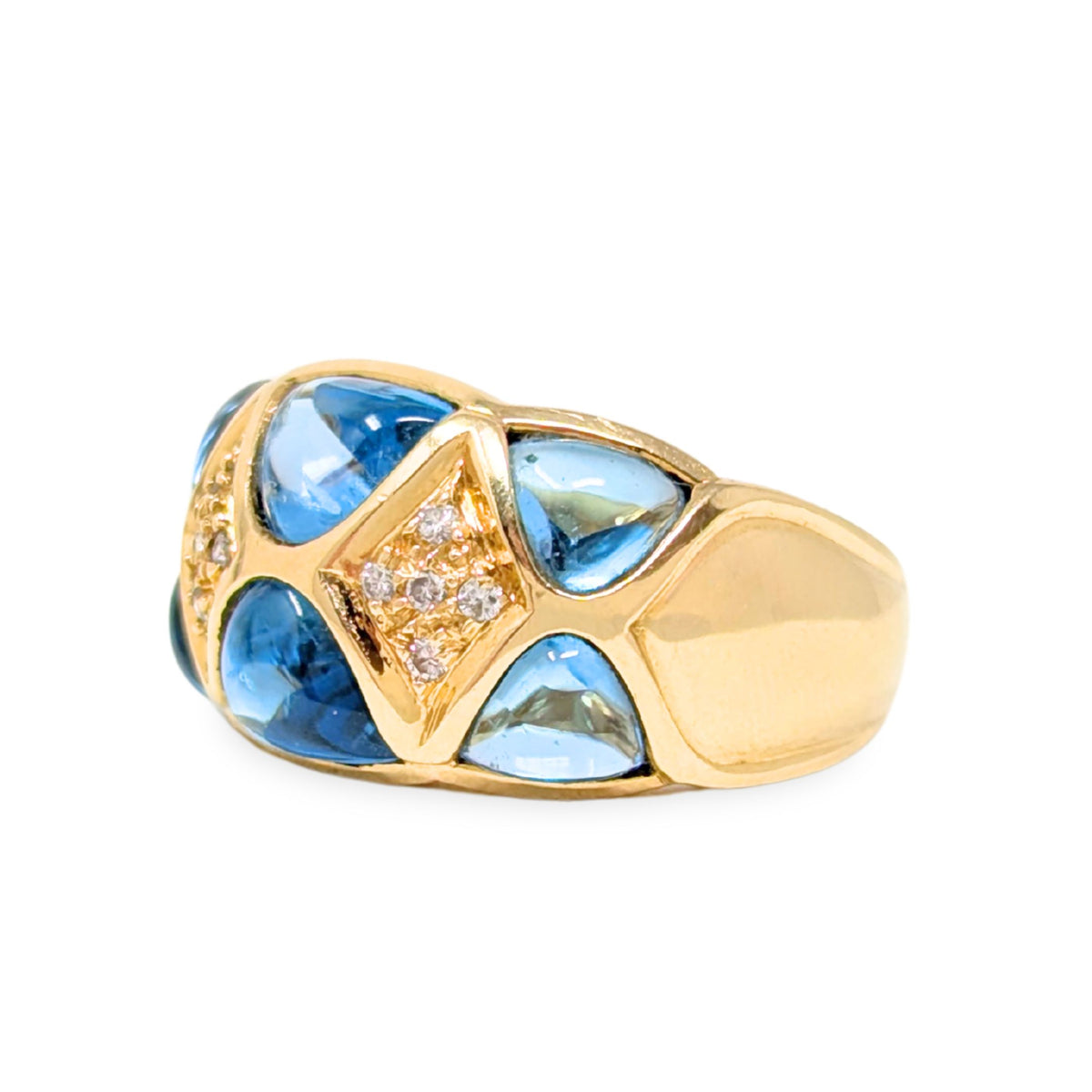 Bellarri 18K Gold Light Blue Topaz & Diamond Ring - Size 6.5