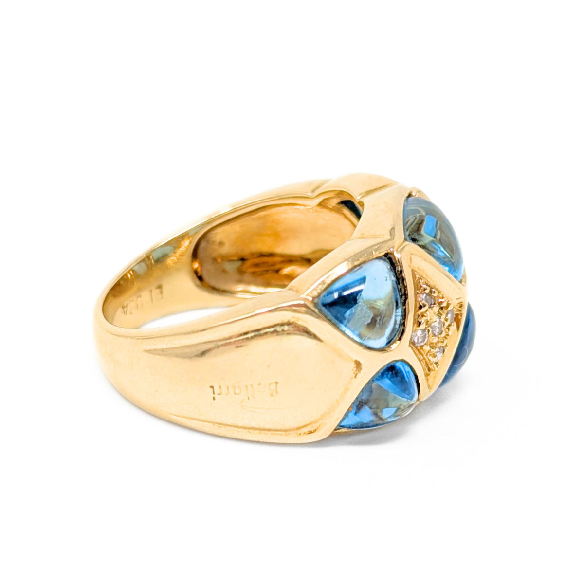 Bellarri 18K Gold Light Blue Topaz & Diamond Ring - Size 6.5