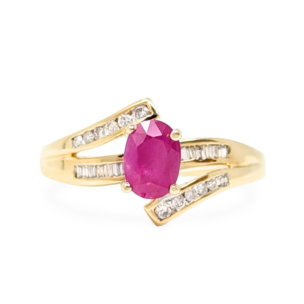 14K Gold Ruby & Diamond Ring - Size 10