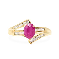 14K Gold Ruby & Diamond Ring - Size 10