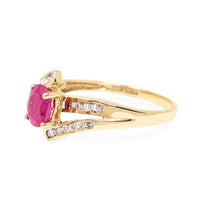 14K Gold Ruby & Diamond Ring - Size 10