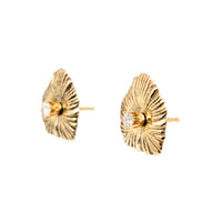 14K Gold Hibiscus Flower Jacket .28tcw Diamond Stud Earrings