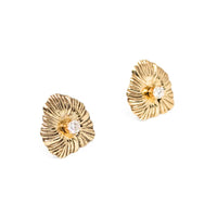 14K Gold Hibiscus Flower Jacket .28tcw Diamond Stud Earrings