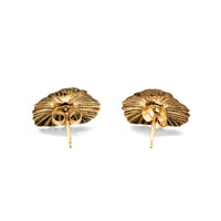 14K Gold Hibiscus Flower Jacket .28tcw Diamond Stud Earrings