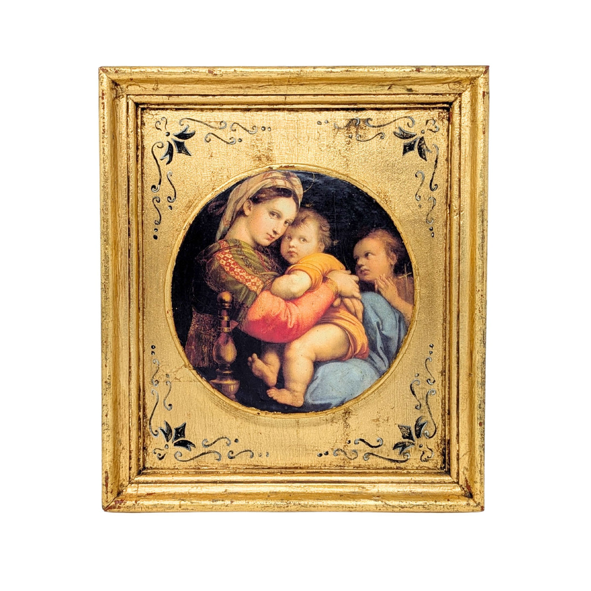 Italian "Madonna della Seggiola" Gilt Framed Print on Board (10"x 11.5")
