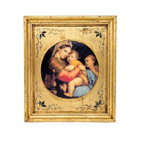 Italian "Madonna della Seggiola" Gilt Framed Print on Board (10"x 11.5")