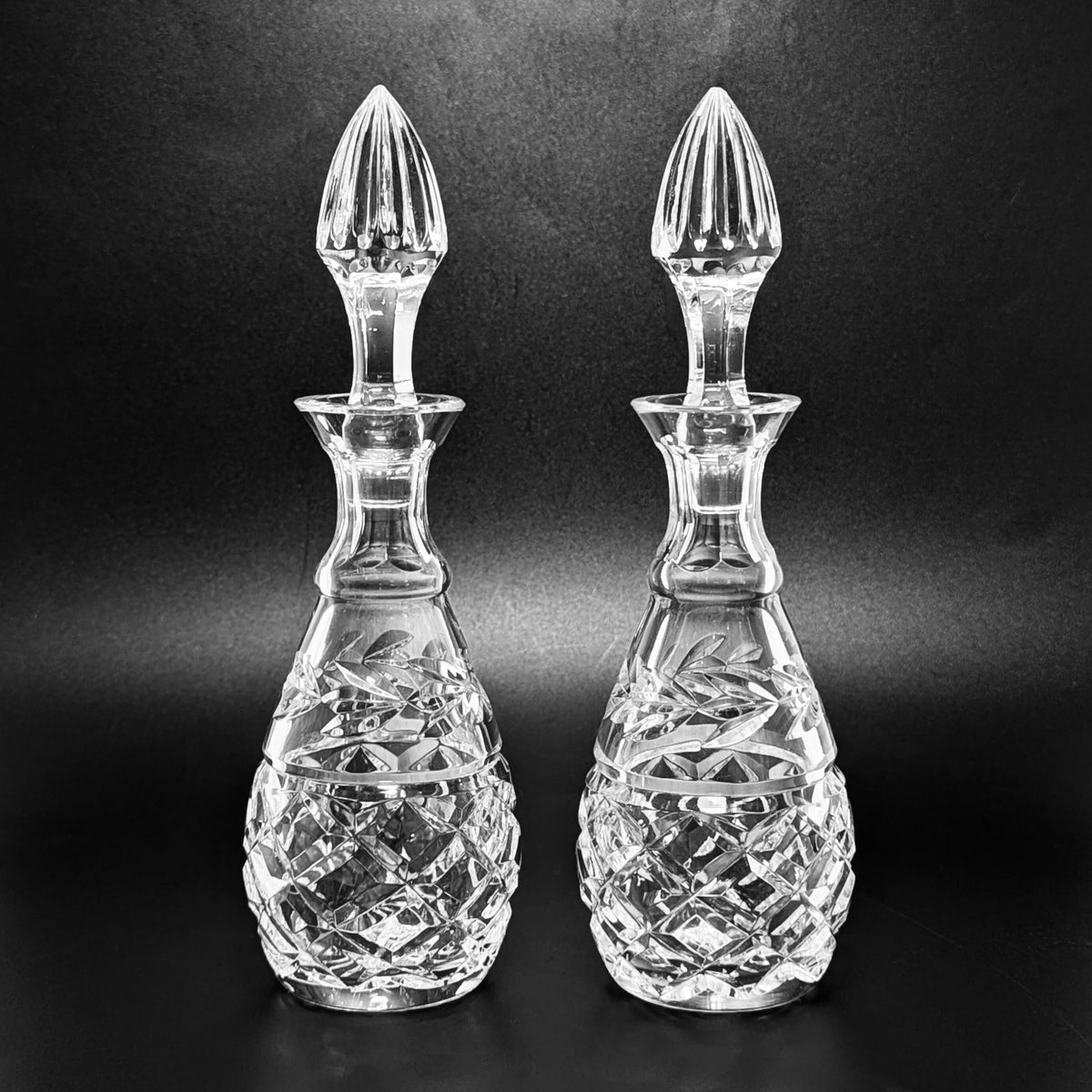 Waterford "Glandore" Crystal Pair of Vinegar Cruets w/ Stoppers