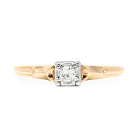 14K Gold Art Deco .09ct Diamond Solitaire Engagement Ring - Size 9.5