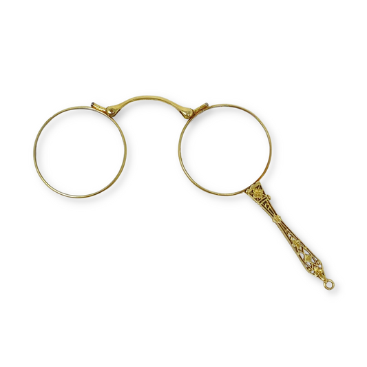 14K Victorian Filigree Lorgnette Eye Glasses