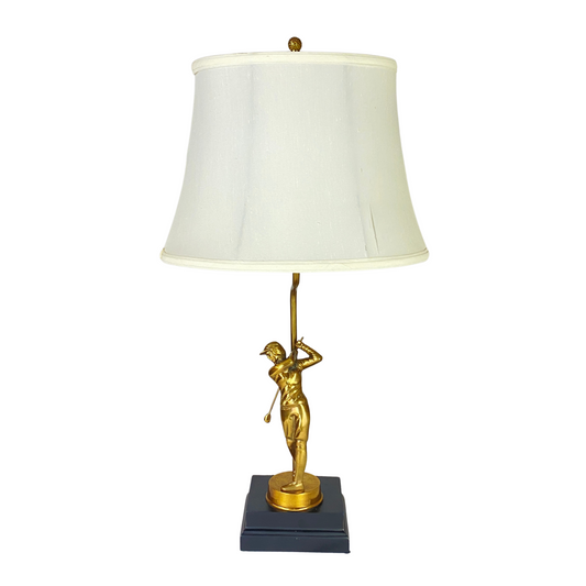 Lady's Golf Vintage Brass Table Lamp