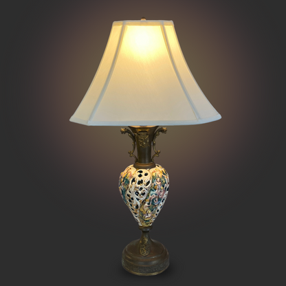 Ardalt Capodimonte Brass & Hand Painted Porcelain Lamp