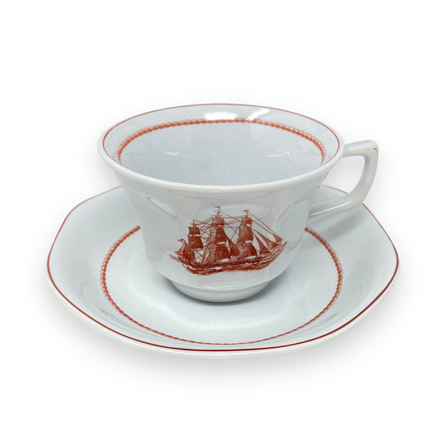 Wedgwood Rust "Flying Cloud" Vintage Flat Cups & Saucers (16pcs)