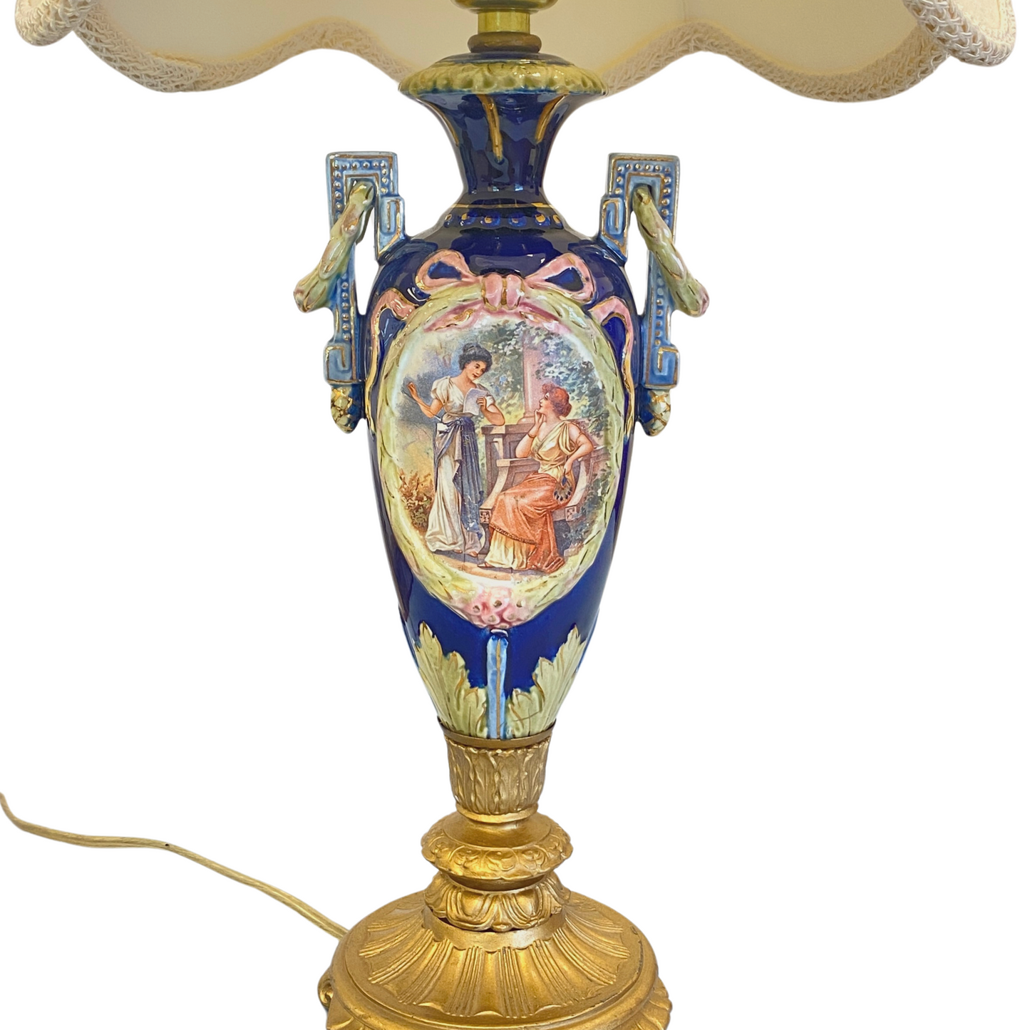 Sèvres Style Bow & Ormolu Boudoir Lamp