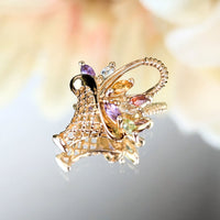 10K Gold Semi-Precious Gemstone Flower Basket Slide Pendant