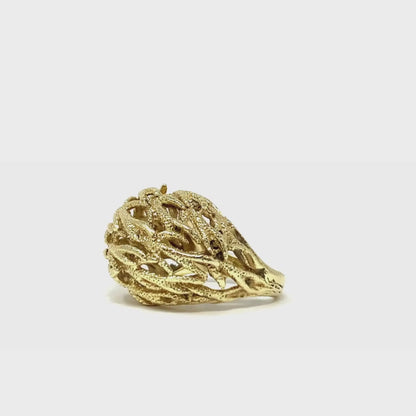 14K Gold Arabesque Dome Ring - Size 6.25