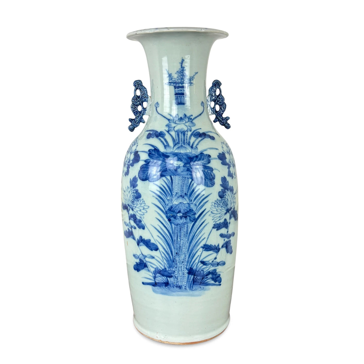 Early 19th Century Chinese Blue & White Porcelain 23" Baluster Vase