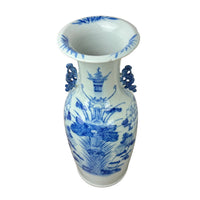 Early 19th Century Chinese Blue & White Porcelain 23" Baluster Vase