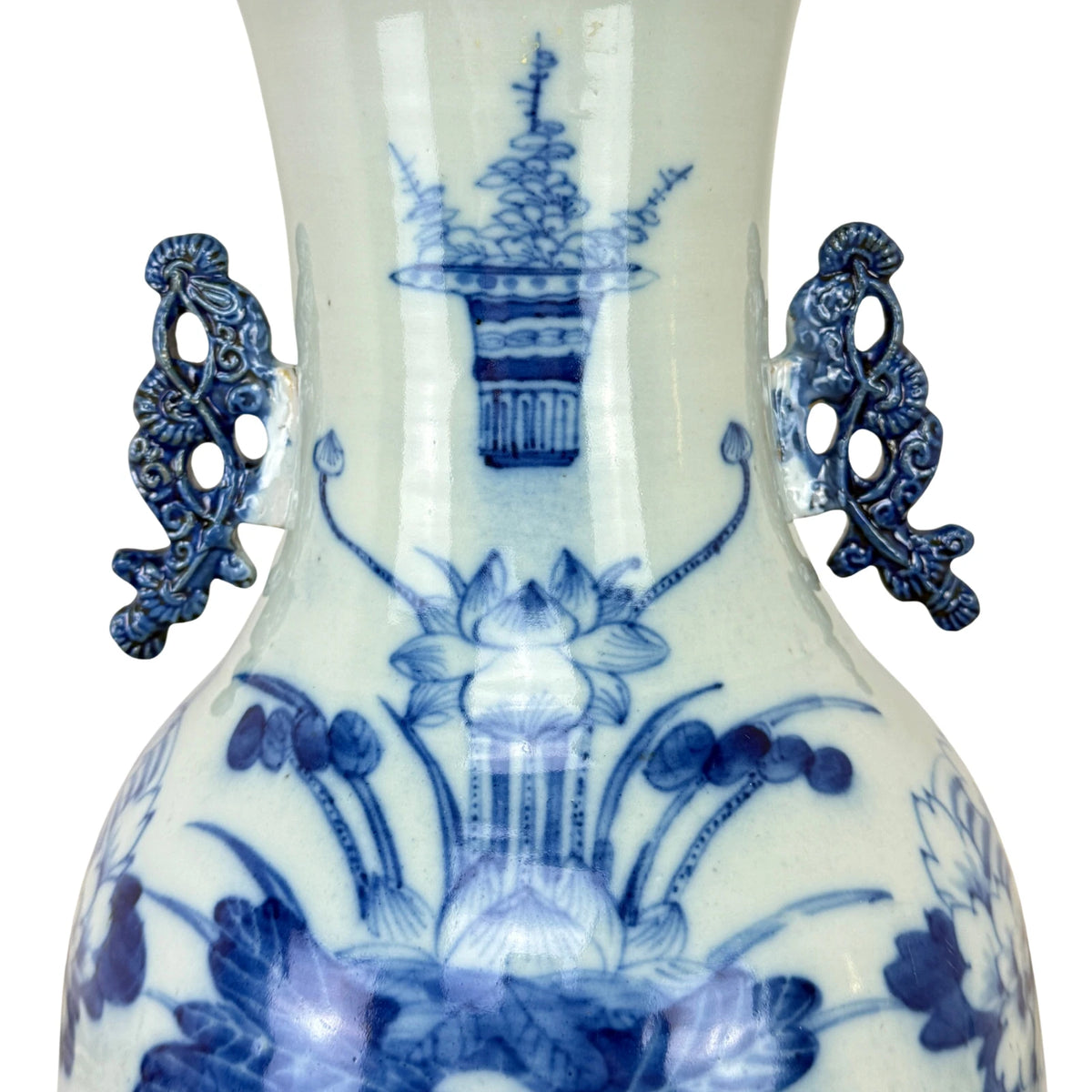 Early 19th Century Chinese Blue & White Porcelain 23" Baluster Vase