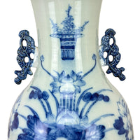 Early 19th Century Chinese Blue & White Porcelain 23" Baluster Vase