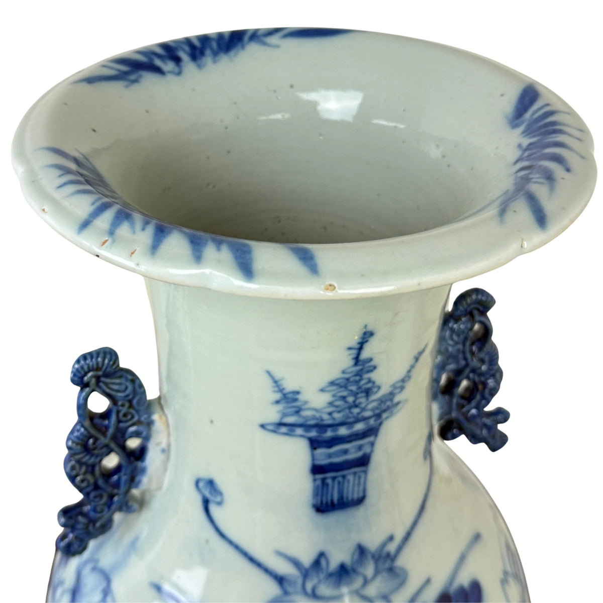 Early 19th Century Chinese Blue & White Porcelain 23" Baluster Vase