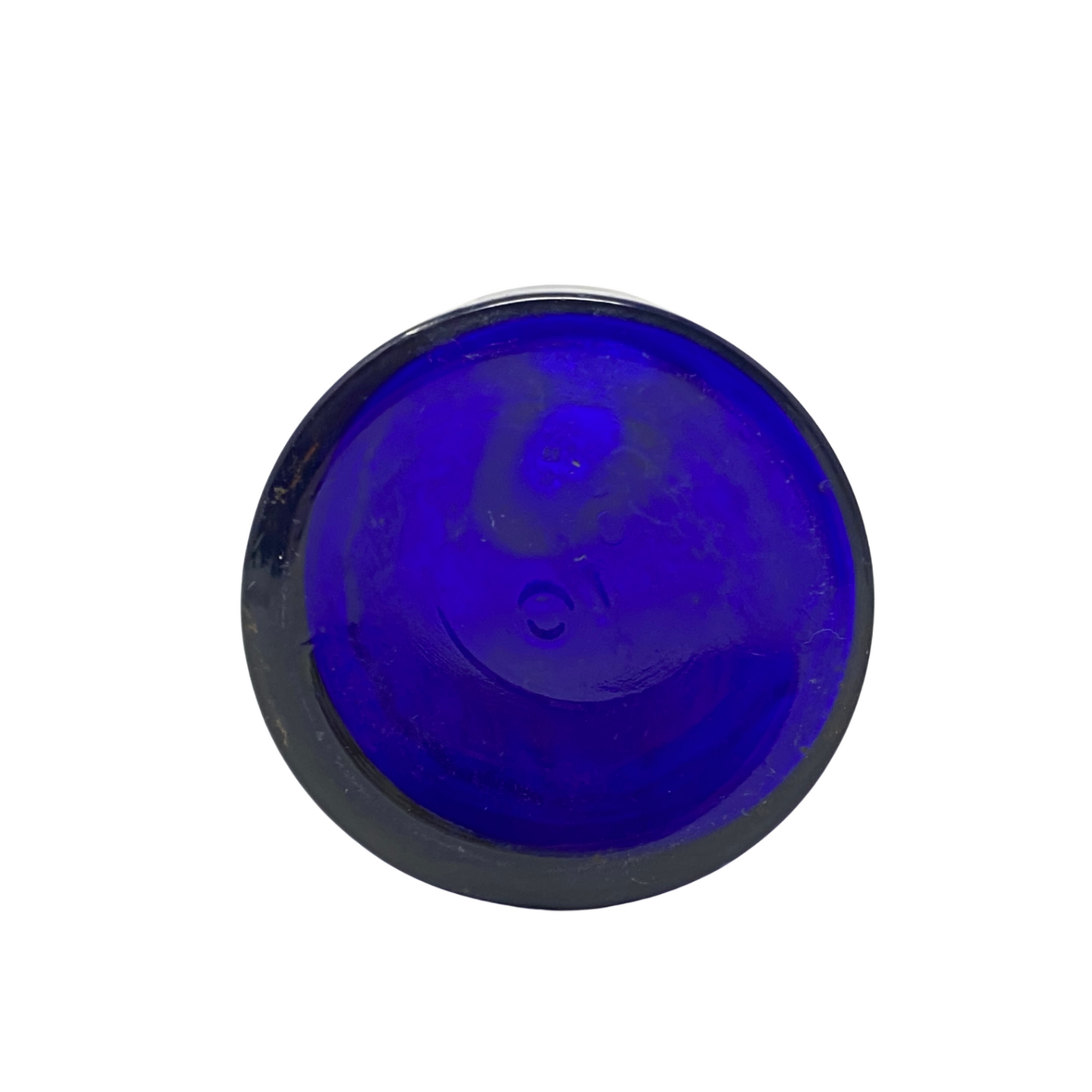 Antique Cobalt Blue Round English KC-52 Poison Bottle w/ Clear Stopper