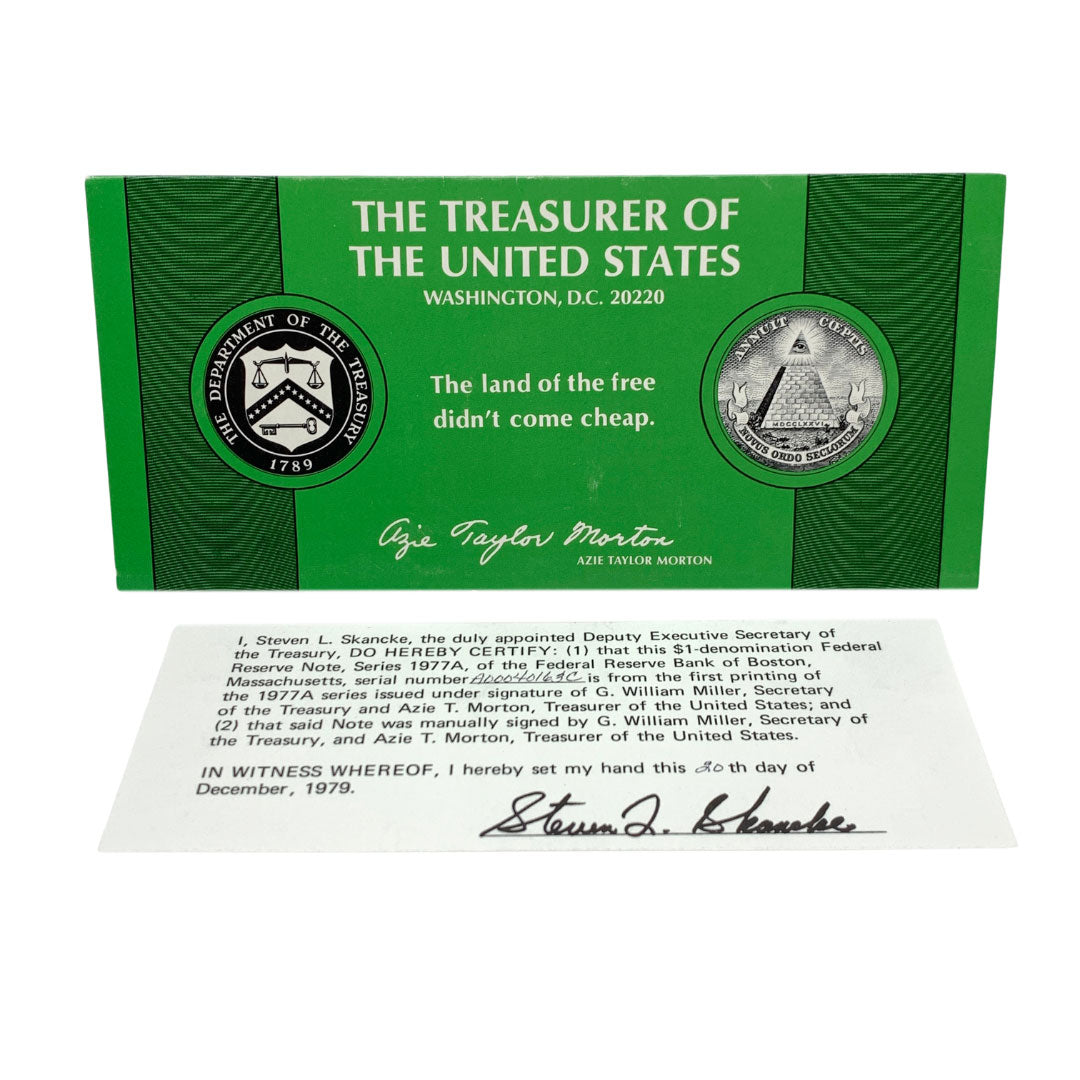 1977A PMG64 $1 Morton Miller Courtesy Autographs W/ First Printing Certification