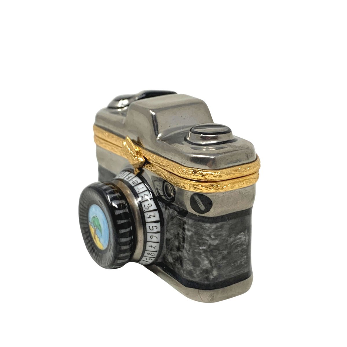 Limoges France Artoria "Beach Vacation Camera W/ Photo" Trinket Box