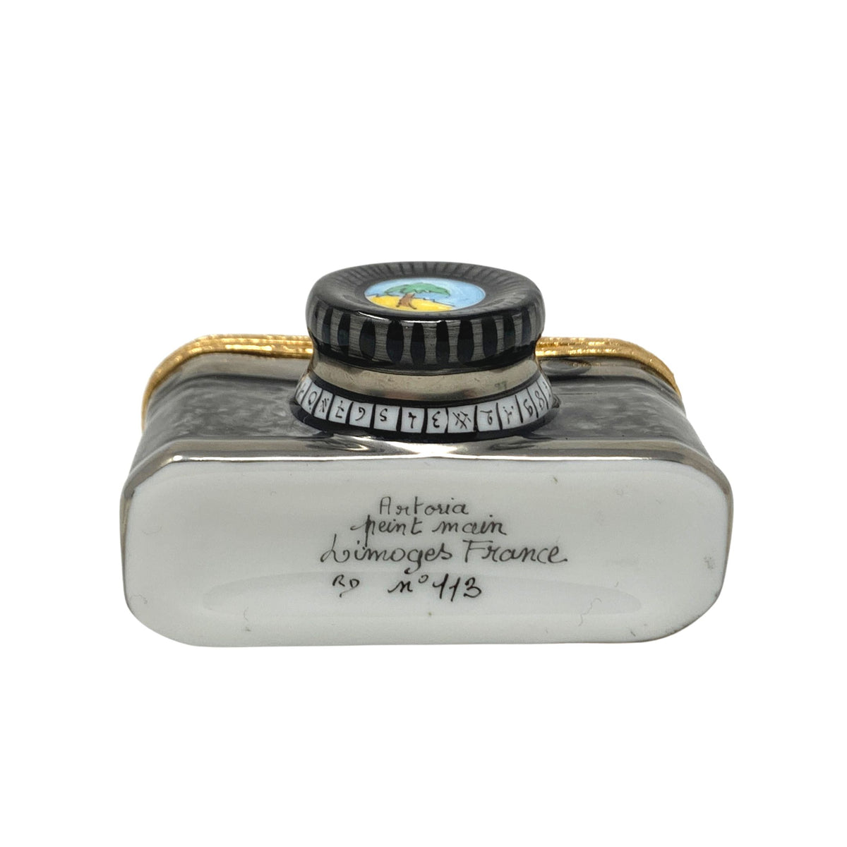 Limoges France Artoria "Beach Vacation Camera W/ Photo" Trinket Box