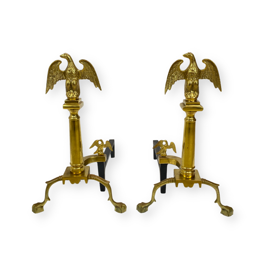 Harvin Cast Brass Federal Eagle Andirons