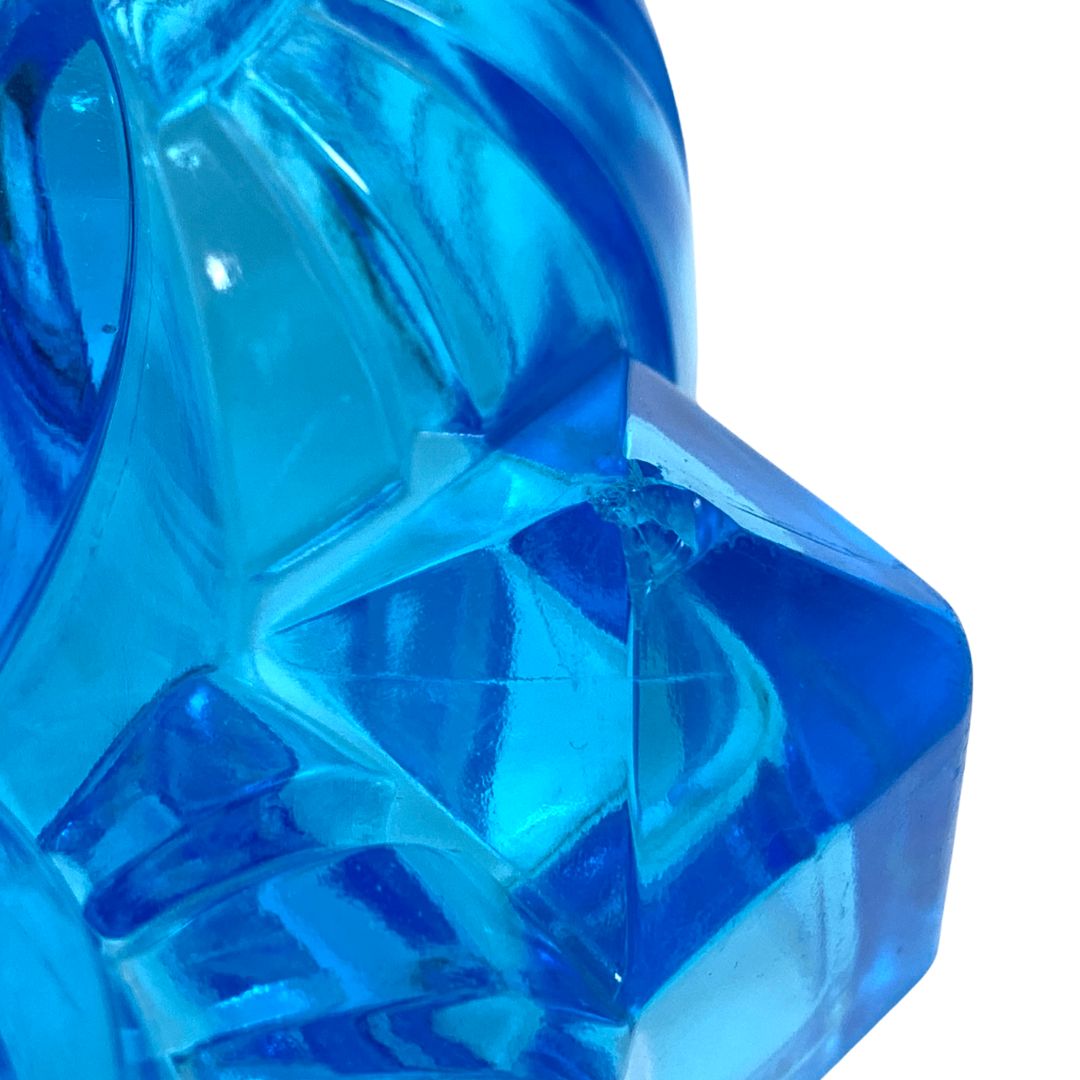 U.S. Glass Blue Palmetto 2pc Oil Lamp Base