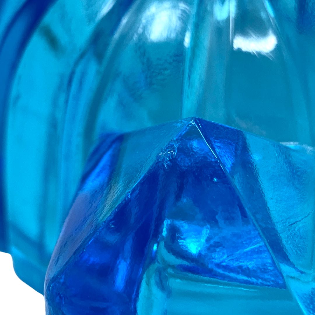 U.S. Glass Blue Palmetto 2pc Oil Lamp Base