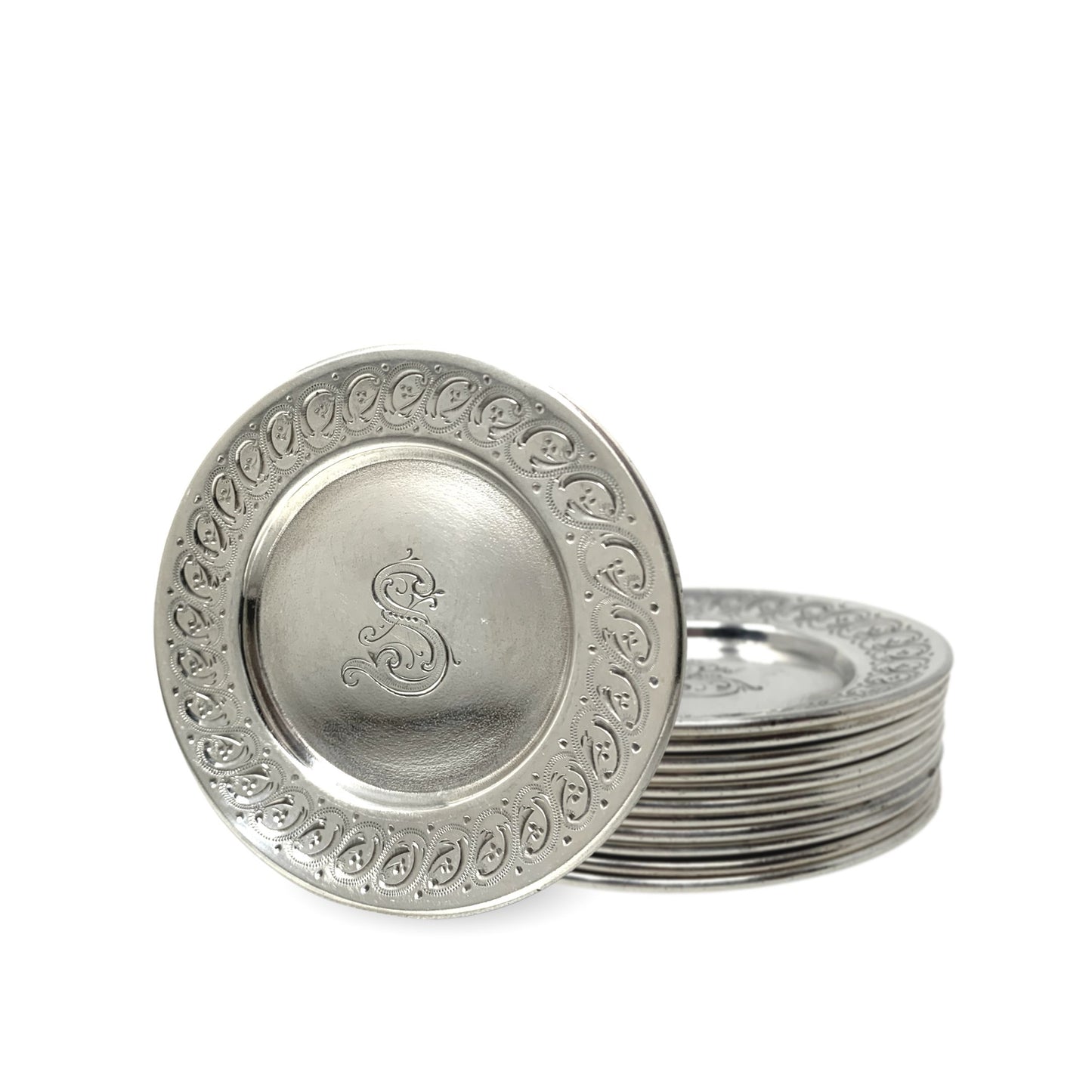 Sheffield/ Caldwell Antique "S" Monogrammed Sterling Butter Pats (12)