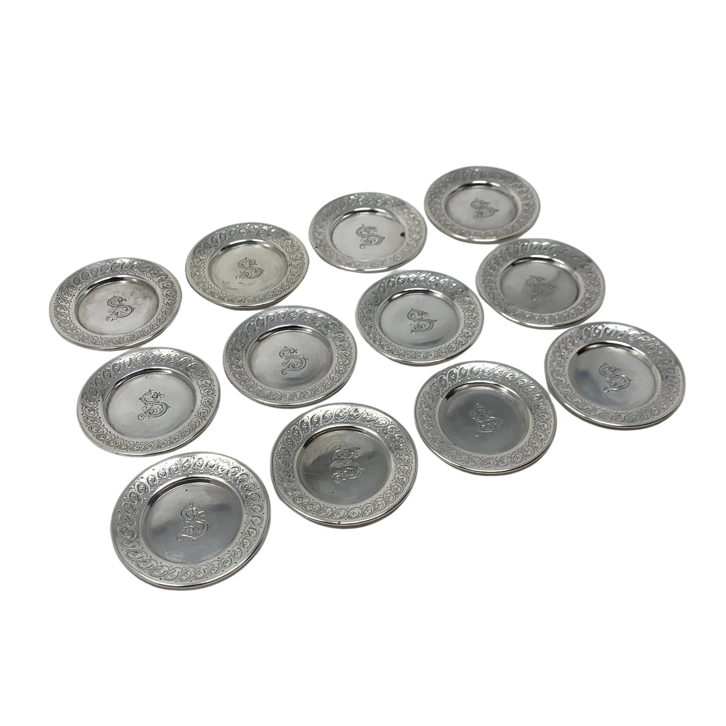 Sheffield/ Caldwell Antique "S" Monogrammed Sterling Butter Pats (12)