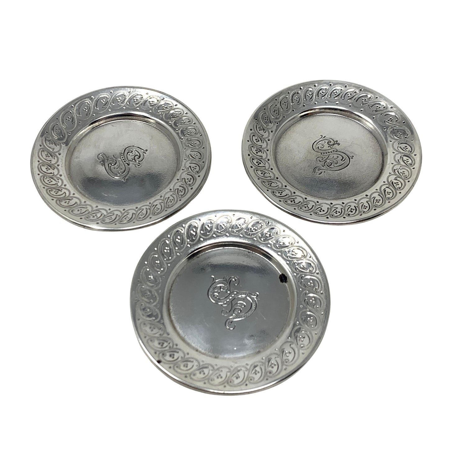 Sheffield/ Caldwell Antique "S" Monogrammed Sterling Butter Pats (12)
