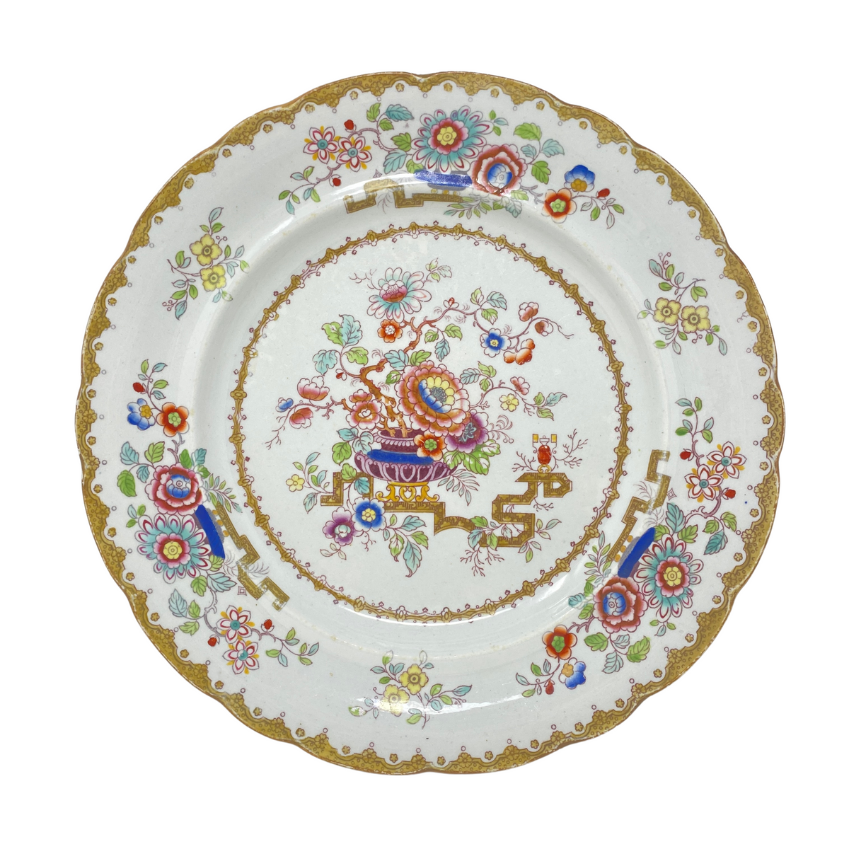 Ashworth Bros. Hanley Golden Chinoiserie Ironstone Dinner Plates (4)