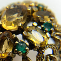 14K Gold Citrine & Emerald Dome Ring Size 6.5