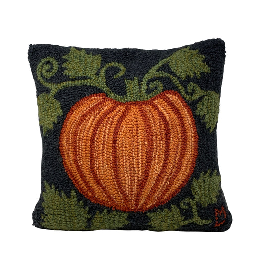 Chandler 4 Corners Harvest Pumpkin Hooked Wool Pillow