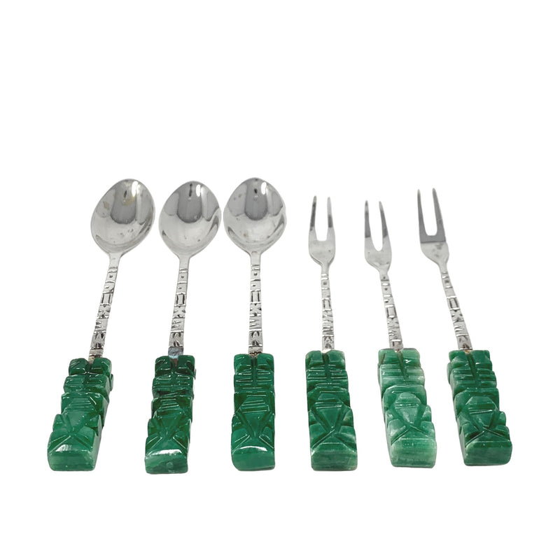 Silver Mexican Mayan/ Aztec Souvenir Cocktail Forks & Spoons (Set of 6)