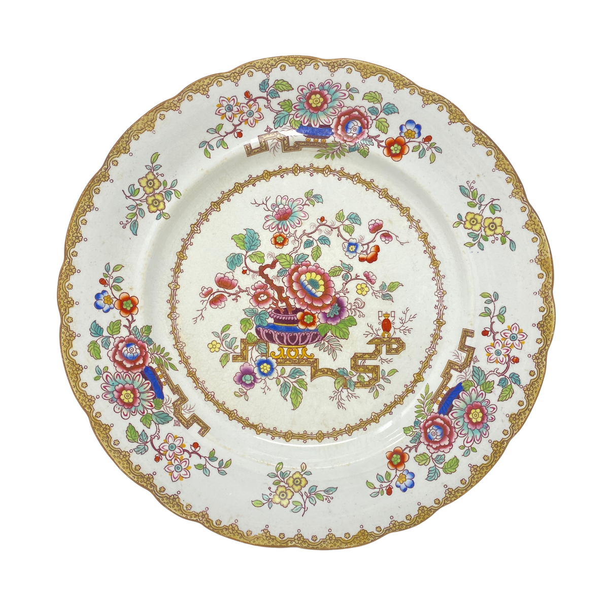 Ashworth Bros. Hanley Golden Chinoiserie Ironstone Dinner Plates (4)