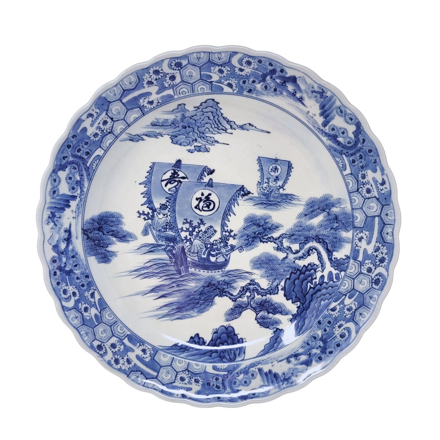 Japanese Blue & White Porcelain Imari Charger