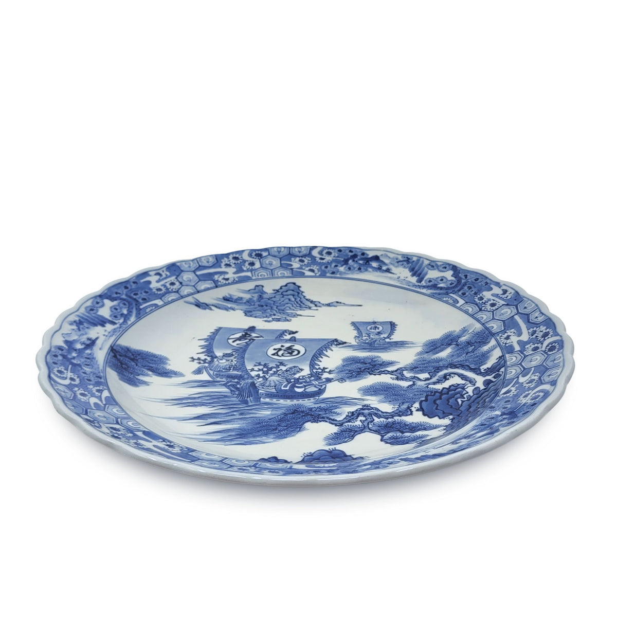 Japanese Blue & White Porcelain Imari Charger