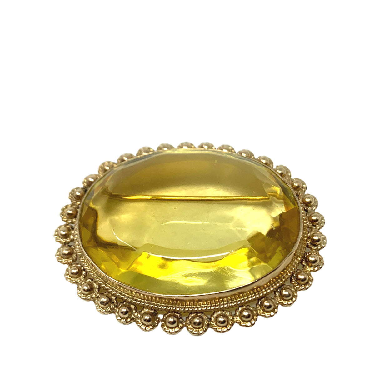 14K Gold 100ct + Citrine Oval Brooch