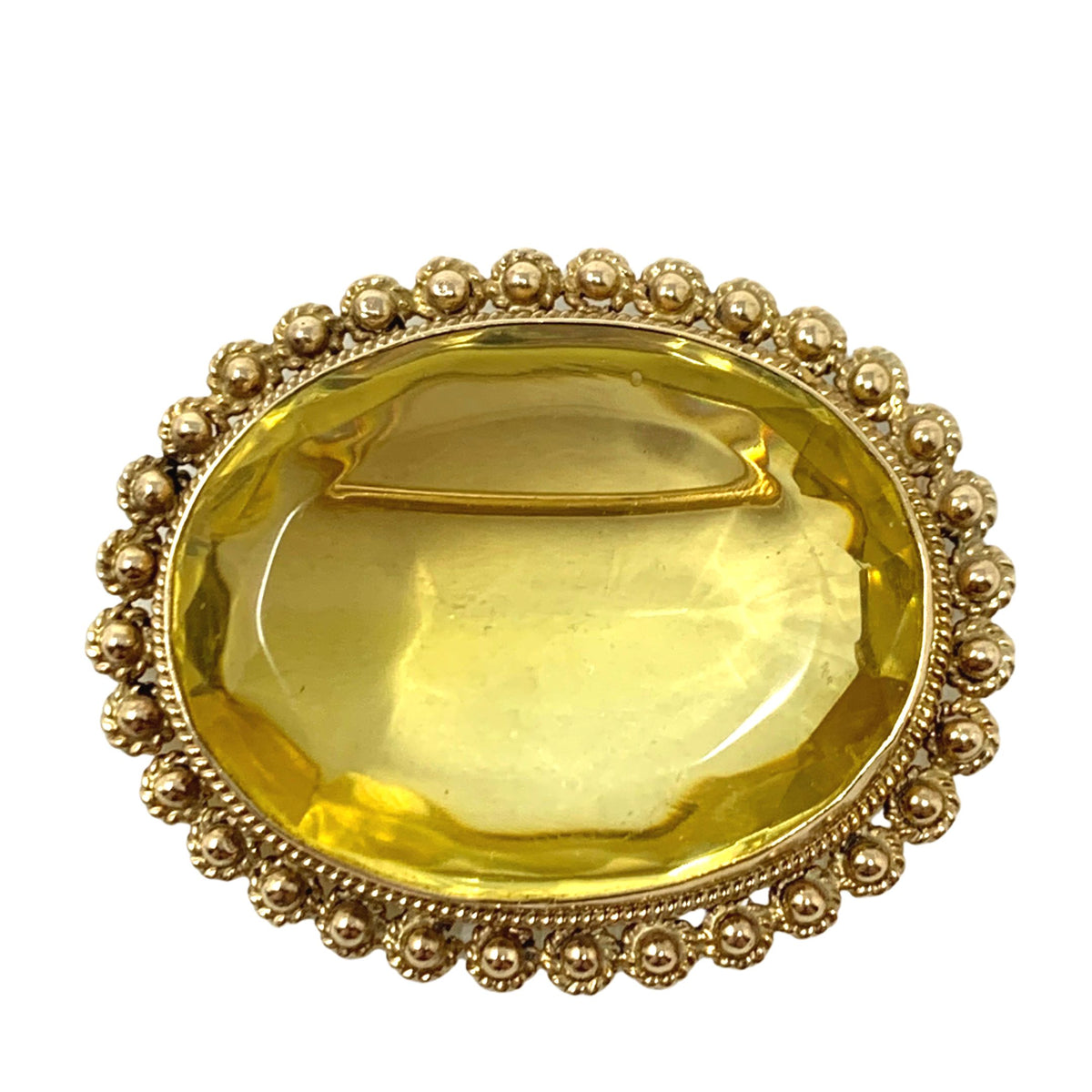 14K Gold 100ct + Citrine Oval Brooch