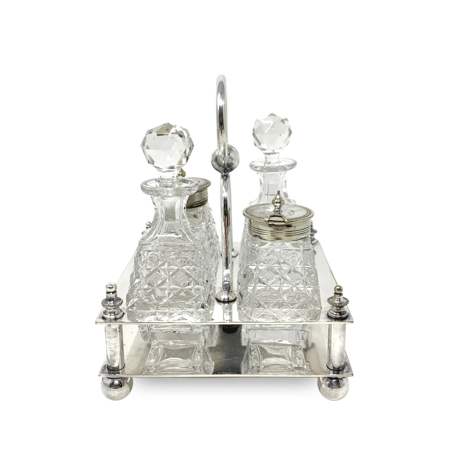 Thomas Wilkinson & Son Petite Silverplate Cut Glass Cruet Set