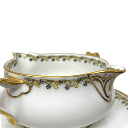 Haviland Limoges Schleiger 101 Gravy Boat With Attached Plate